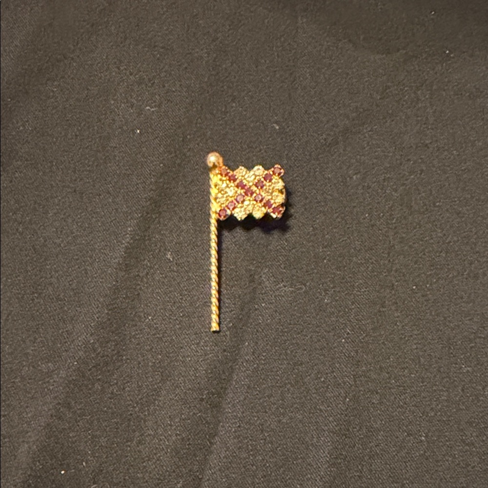 Elegant Gold and Red Flag Brooch